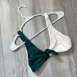 Tori Praver Bikini Top colorblock tie front womens Cream Green (small) swim